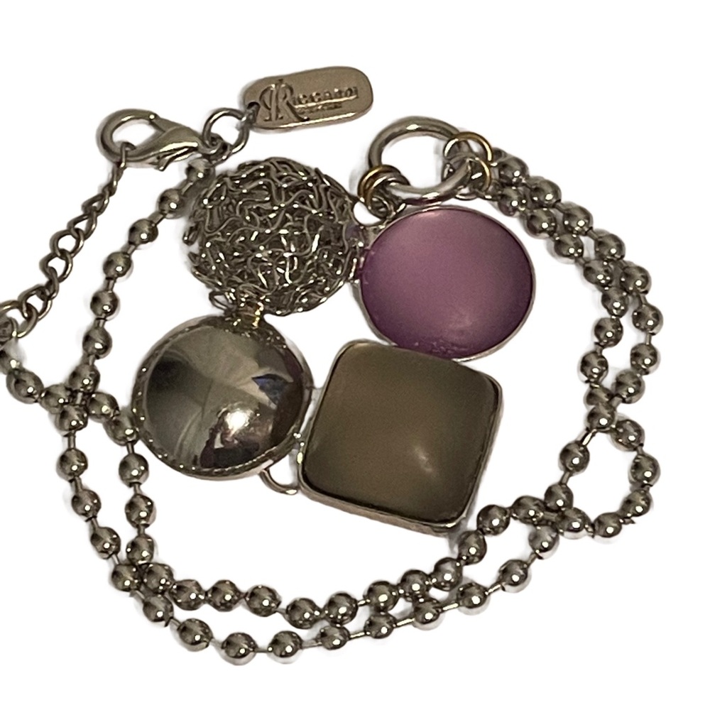 Designer Necklace RICCARDI Italy Silver Lucite Necklace
